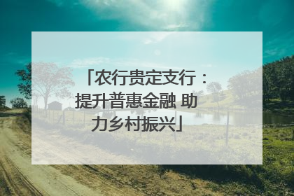 农行贵定支行：提升普惠金融 助力乡村振兴
